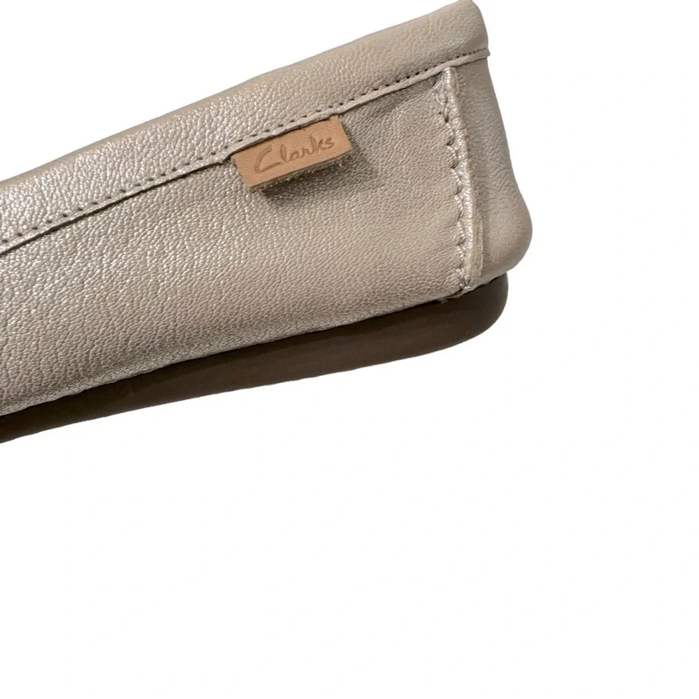 Clarks Women's Freckle Walk Mule, Champagne Leather Flats‎ Sz 9